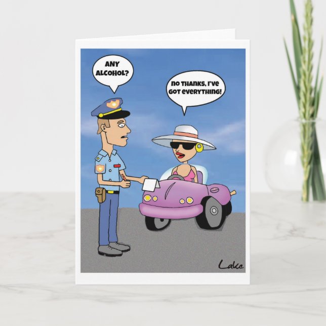 Funny customized cartoon drinking & driving card (Front)