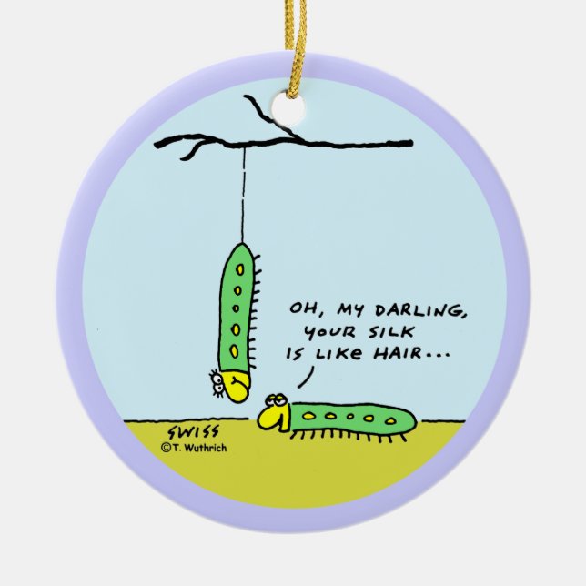 Funny Customized Caterpillar Love Xmas Tree Ceramic Ornament (Front)