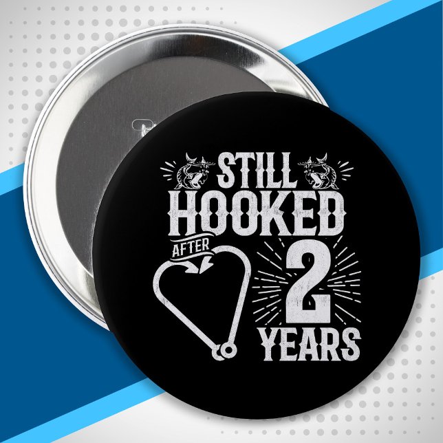 Funny Cute 2nd Anniversary Couples Married 2 Years 4 Inch Round Button (Creator Uploaded)