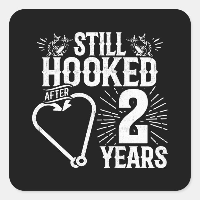 Funny Cute 2nd Anniversary Couples Married 2 Years Square Sticker (Front)