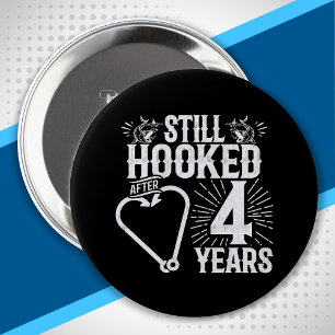 Funny Cute 4th Anniversary Couples Married 4 Years Inch Round Button