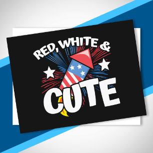 Funny Cute 4th of July Independence Day Red White Postcard