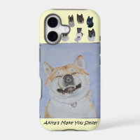 funny cute akita smiling realist dog art