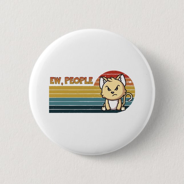 Funny Cute Angry Cat People 2 Inch Round Button (Front)