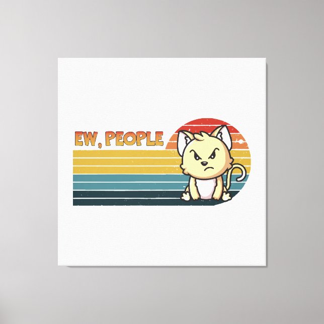 Funny Cute Angry Cat People Canvas Print (Front)