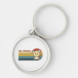 Funny Cute Angry Cat People Keychain