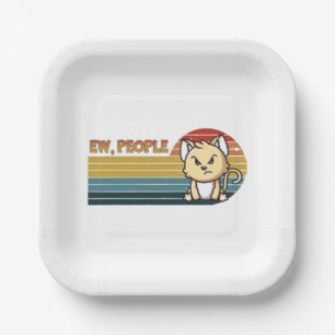 Funny Cute Angry Cat People Paper Plate