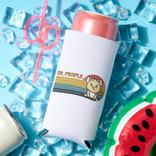Funny Cute Angry Cat People Seltzer Can Cooler