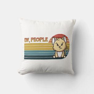 Funny Cute Angry Cat People Throw Pillow