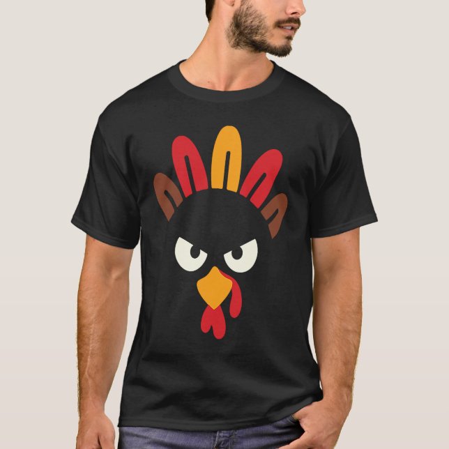 Funny Cute Angry Turkey Bird like No Thanksgiving T-Shirt (Front)
