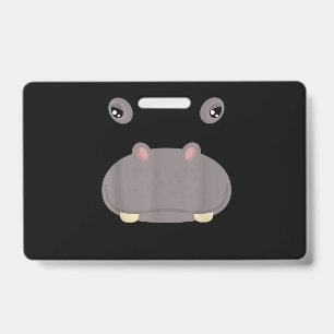 Funny Cute Animal Face Hippo Costume Halloween Badge