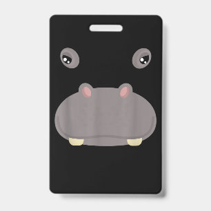 Funny Cute Animal Face Hippo Costume Halloween Badge
