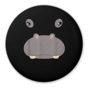 Funny Cute Animal Face Hippo Costume Halloween Ceramic Knob