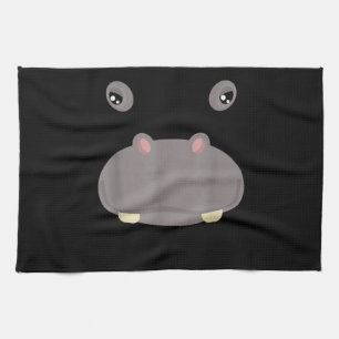 Funny Cute Animal Face Hippo Costume Halloween Kitchen Towel