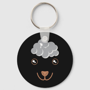 Funny Cute Animal Face Sheep Costume Halloween Adu Keychain