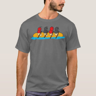 Funny Cute Ants Ride A Long Bread Kayak Boat T-Shirt