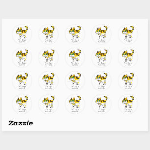Funny Cute Autistic Dog Comic Classic Round Sticker
