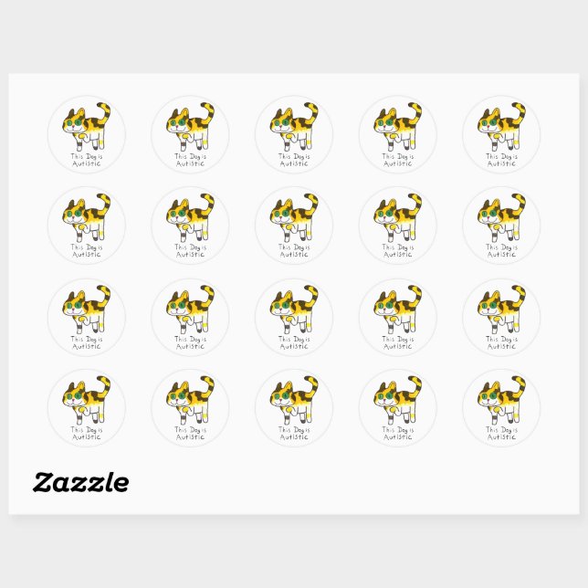 Funny Cute Autistic Dog Comic Classic Round Sticker (Sheet)
