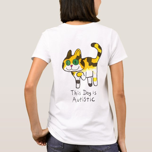 Funny Cute Autistic Dog Comic T-Shirt (Back)
