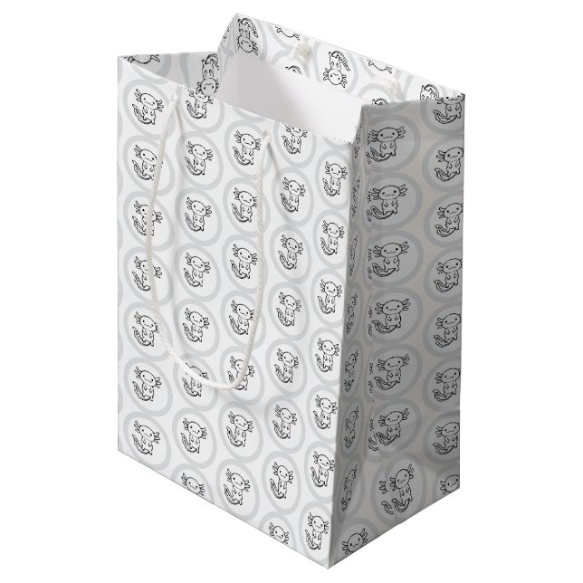 Funny cute Axolotl Squad custom editable black Medium Gift Bag (Front Angled)