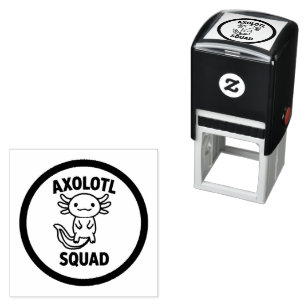 Funny cute Axolotl Squad custom editable black Self-inking Stamp