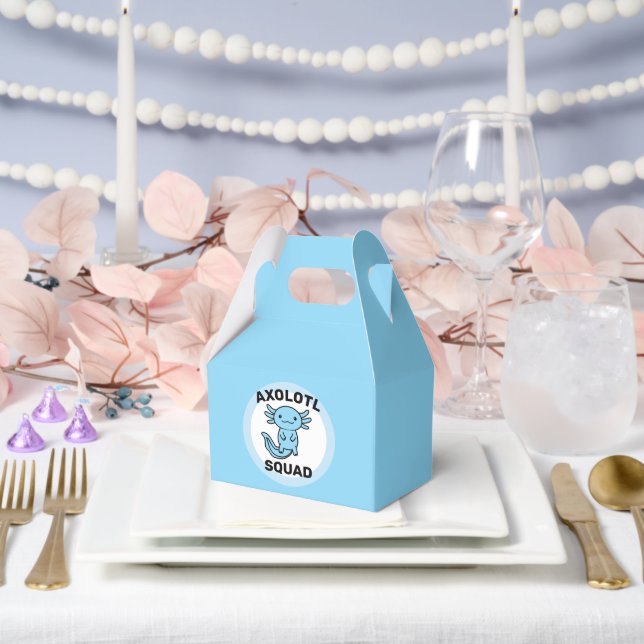 Funny cute Axolotl Squad custom editable blue Favor Box (Wedding)