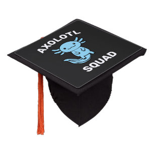 Funny cute Axolotl Squad custom editable blue Graduation Cap Topper