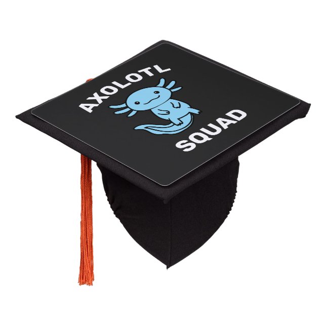 Funny cute Axolotl Squad custom editable blue Graduation Cap Topper (Angled)