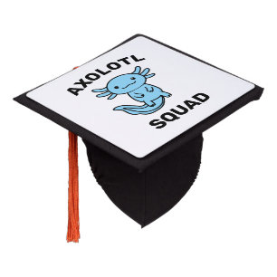 Funny cute Axolotl Squad custom editable blue Graduation Cap Topper