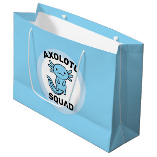 Funny cute Axolotl Squad custom editable blue Large Gift Bag
