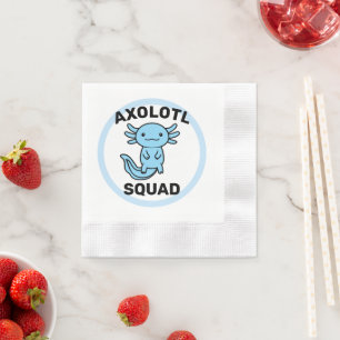 Funny cute Axolotl Squad custom editable blue Napkin