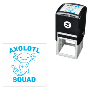 Funny cute Axolotl Squad custom editable blue Self-inking Stamp
