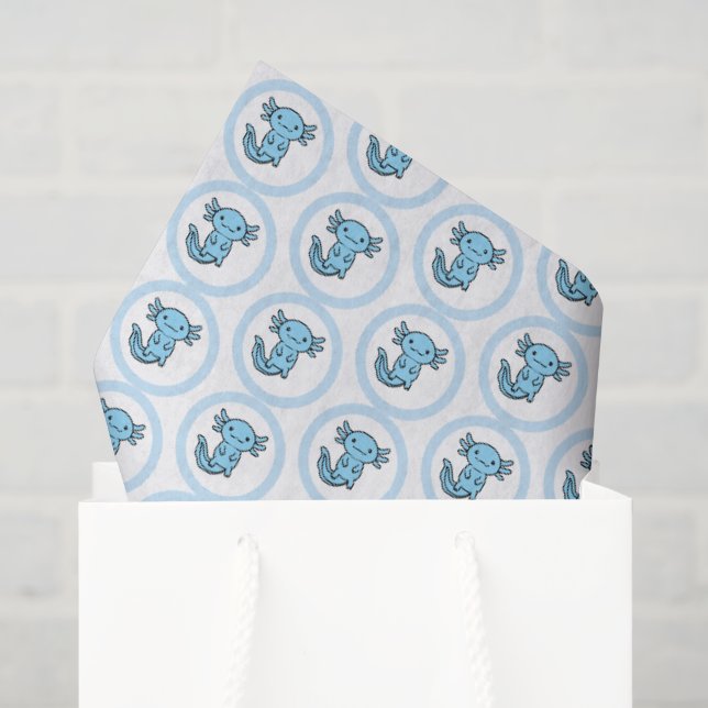 Funny cute Axolotl Squad custom editable blue Tissue Paper (Gift Bag)