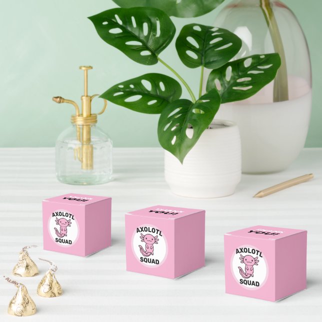 Funny cute Axolotl Squad custom editable pink Favor Box (Multiple)