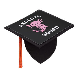 Funny cute Axolotl Squad custom editable pink Graduation Cap Topper