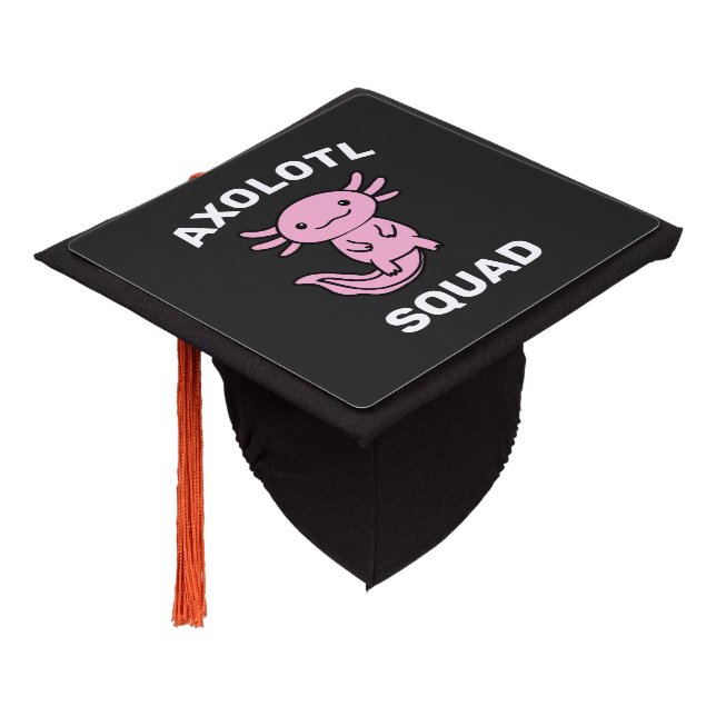 Funny cute Axolotl Squad custom editable pink Graduation Cap Topper (Angled)