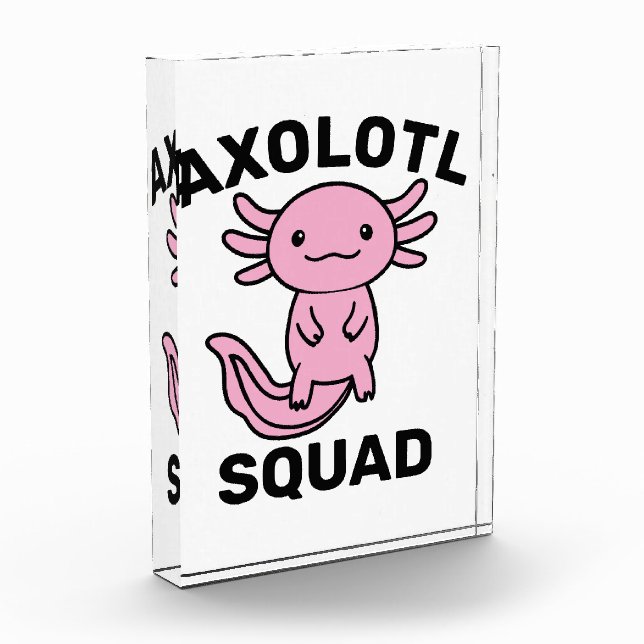 Funny cute Axolotl Squad custom editable pink Photo Block (Left)