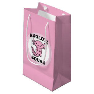 Funny cute Axolotl Squad custom editable pink Small Gift Bag