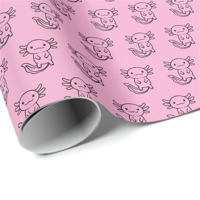 Funny cute Axolotl Squad custom editable pink Wrapping Paper (Roll Corner)