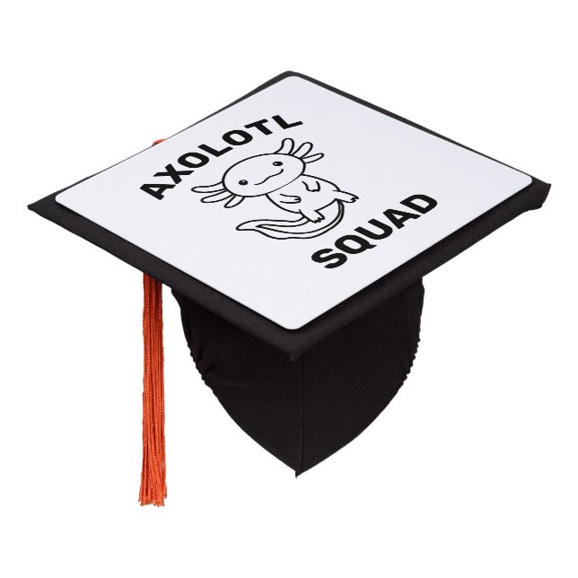 Funny cute Axolotl Squad custom editable white Graduation Cap Topper (Angled)