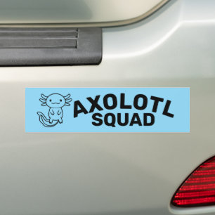 Funny cute Axolotl Squad Party editable blue pink Bumper Sticker