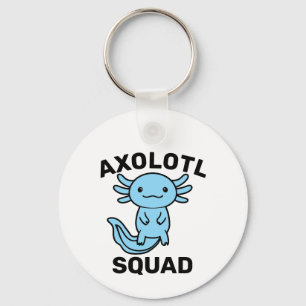 Funny cute Axolotl Squad Party editable blue pink Keychain