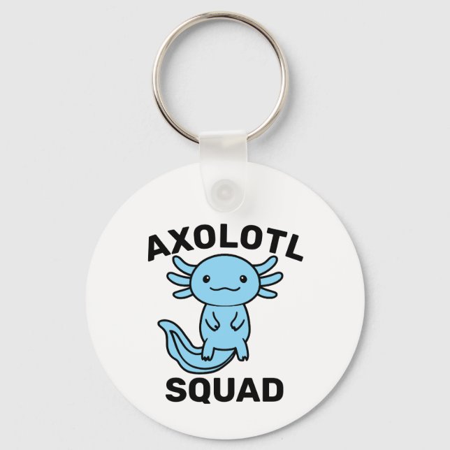 Funny cute Axolotl Squad Party editable blue pink Keychain (Front)