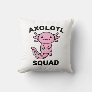 Funny cute Axolotl Squad Party editable blue pink Throw Pillow
