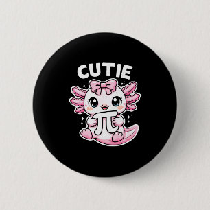 Funny cute axolotl symbol math teacher cutie  2 inch round button
