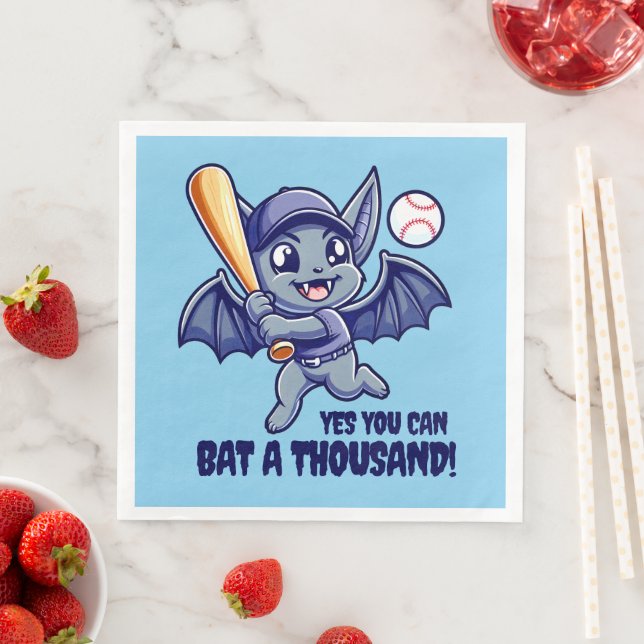 Funny Cute Bat Yes You Can Bat a Thousand Napkin (Insitu)