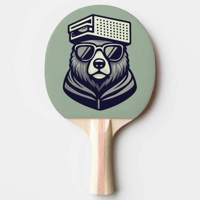 Funny Cute Bear With A Cheese Graters Hat  Ping Pong Paddle (Front)