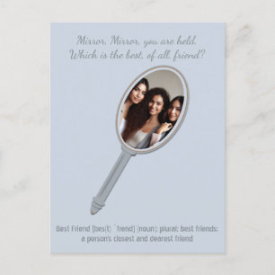 Funny, Cute Best Friend Wish, Photo Vintage Mirror Postcard