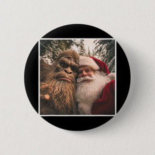 Funny Cute Bigfoot Santa Claus Selfie Christmas Pa 2 Inch Round Button