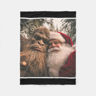 Funny Cute Bigfoot Santa Claus Selfie Christmas Pa Fleece Blanket
